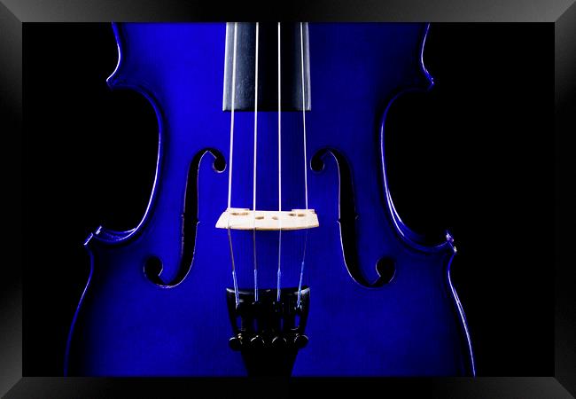 Blue Violin Closeup Framed Print by Maggie McCall