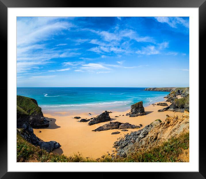 Bedruthan Steps 3 Framed Mounted Print by Maggie McCall
