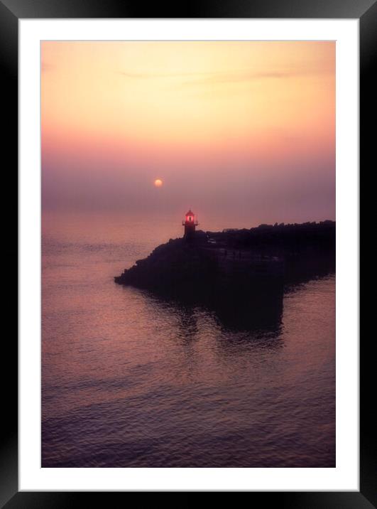 Calais Lighthouse and Breakwater. Framed Mounted Print by Maggie McCall