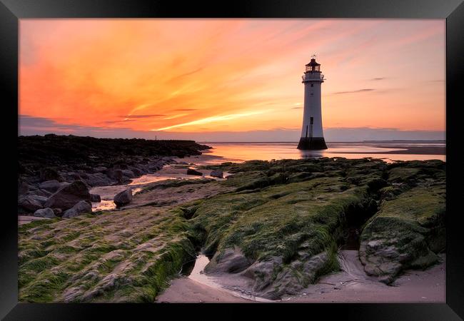 Sunset at Perch Rock Lighthouse Framed Print by raymond mcbride