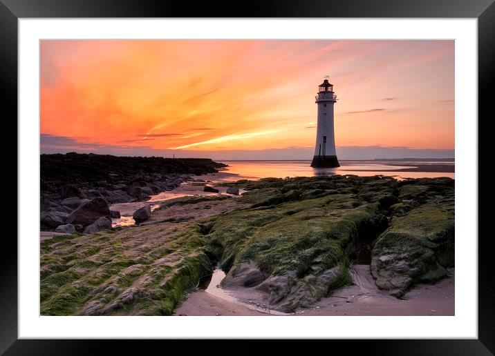 Sunset at Perch Rock Lighthouse Framed Mounted Print by raymond mcbride
