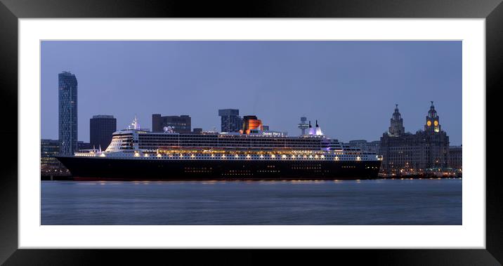 RMS Queen Mary 2 (Liverpool Pier Head) Framed Mounted Print by raymond mcbride