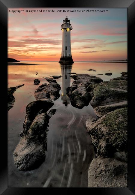 Perch Rock Sunset Framed Print by raymond mcbride