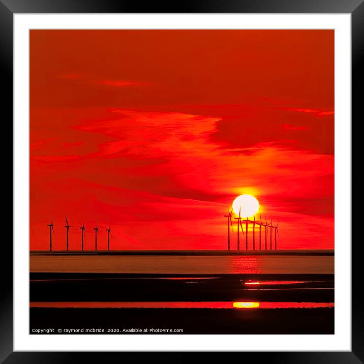 Burbo Bank Sunset Revised Square Crop Framed Mounted Print by raymond mcbride