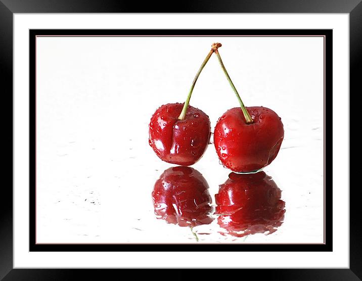 Cherries Framed Mounted Print by Art Magdaluyo