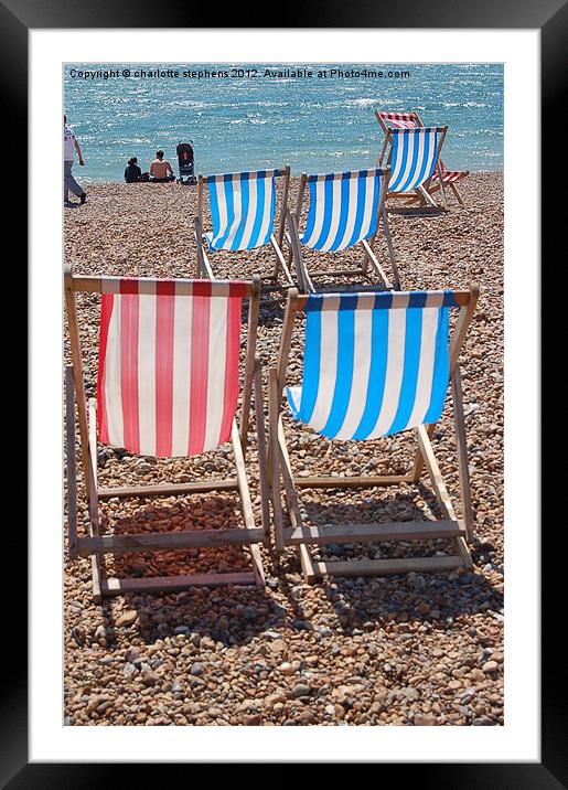 deckchairs Framed Mounted Print by charlotte stephens