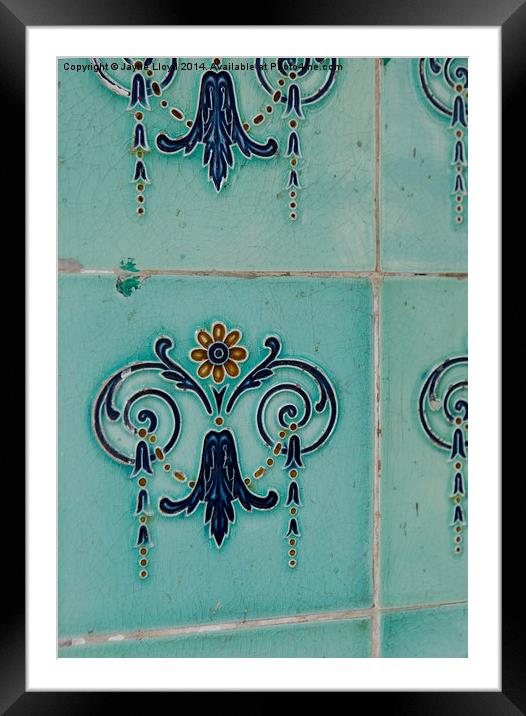 Ornate teal tiles, Singapore Framed Mounted Print by J Lloyd