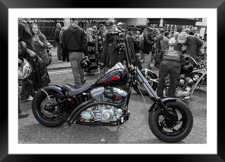 Black Harley Custom Framed Mounted Print by Christopher Kelly