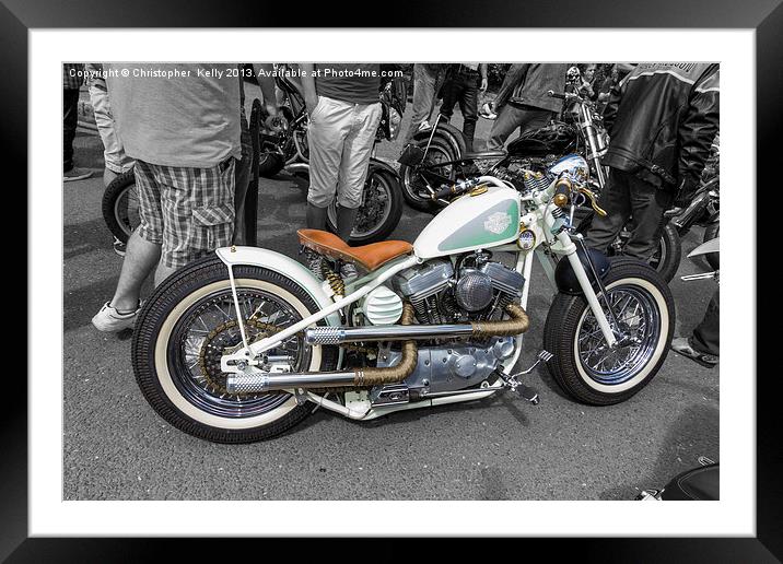 White Harley Custom Framed Mounted Print by Christopher Kelly