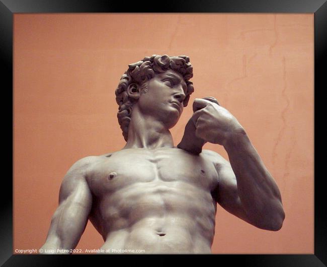 Plaster cast of David by Michelangelo, London, UK. Framed Print by Luigi Petro