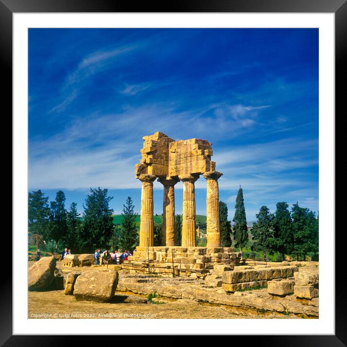 Castor and Pollux temple, Agrigento, Sicily, Italy Framed Mounted Print by Luigi Petro