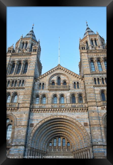 Facade of Natural History Museum of London, United Kingdom. Framed Print by Luigi Petro