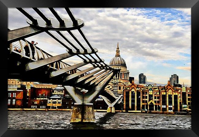 Londons Iconic Millennium Bridge Framed Print by Luigi Petro