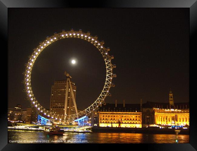 Night shot of the London Eye, London, UK. Framed Print by Luigi Petro