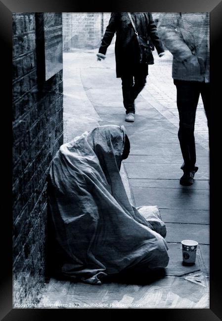 The Lonely Homeless Man Framed Print by Luigi Petro