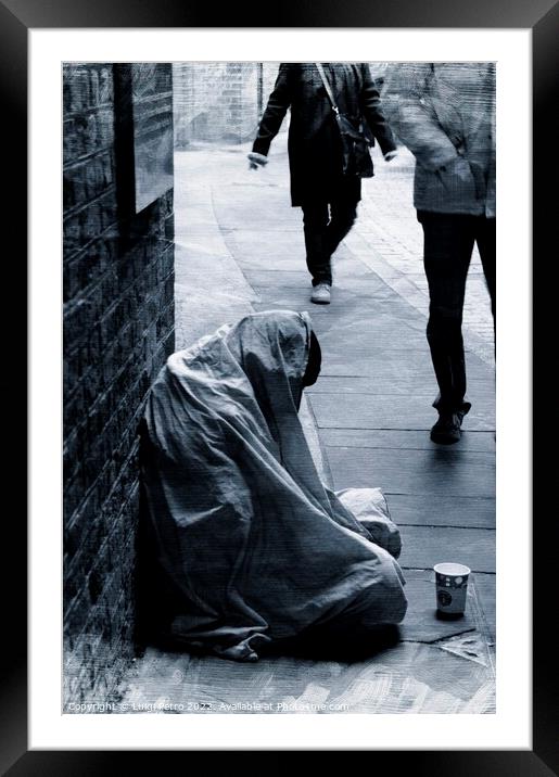 The Lonely Homeless Man Framed Mounted Print by Luigi Petro