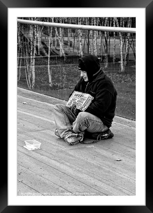 Help a Homeless Man Survive Winter Framed Mounted Print by Luigi Petro
