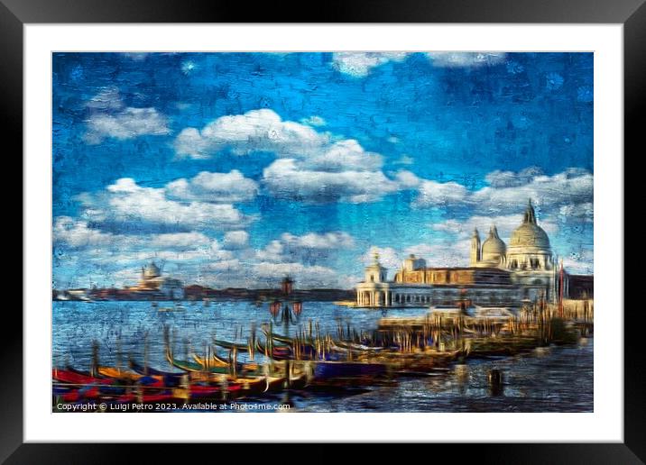 Gondolas and Santa Maria della Salute, Venice, Ita Framed Mounted Print by Luigi Petro