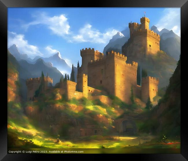 Enchanting Medieval Fortress in a Dreamlike Landsc Framed Print by Luigi Petro