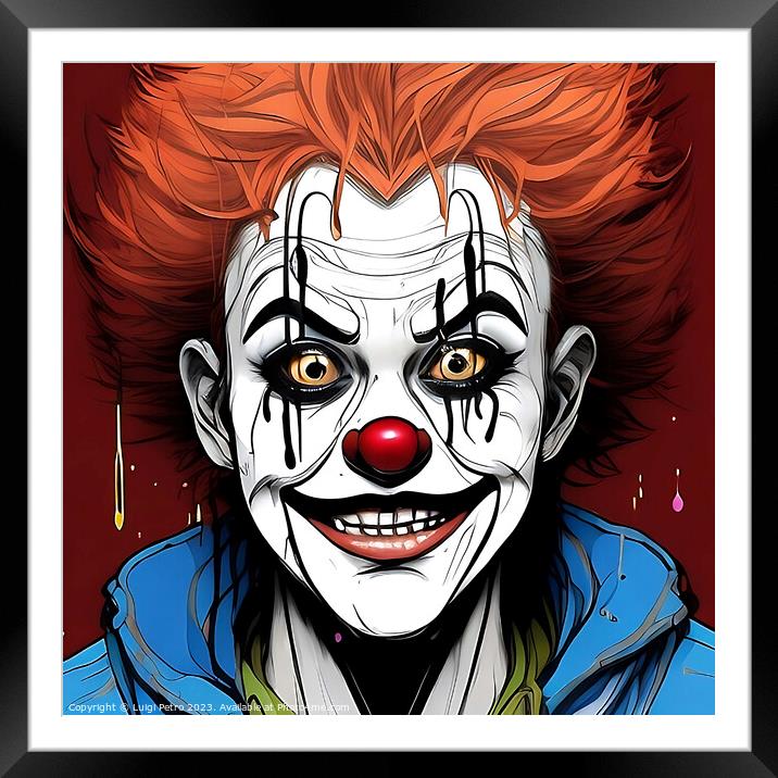 Portrait of a clown in close up. Framed Mounted Print by Luigi Petro