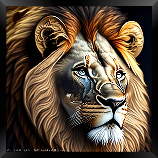 Portrait of a big male African lion. Framed Print by Luigi Petro