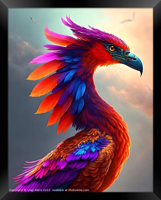 Portrait of a bird in full colors. Framed Print by Luigi Petro