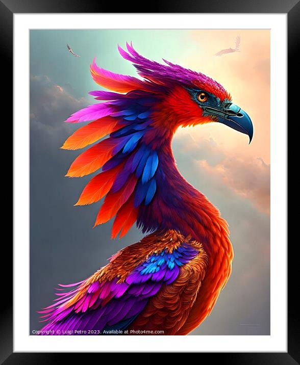 Portrait of a bird in full colors. Framed Mounted Print by Luigi Petro
