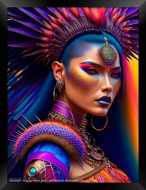 Vibrant Amazonian Warrior Queen Framed Print by Luigi Petro
