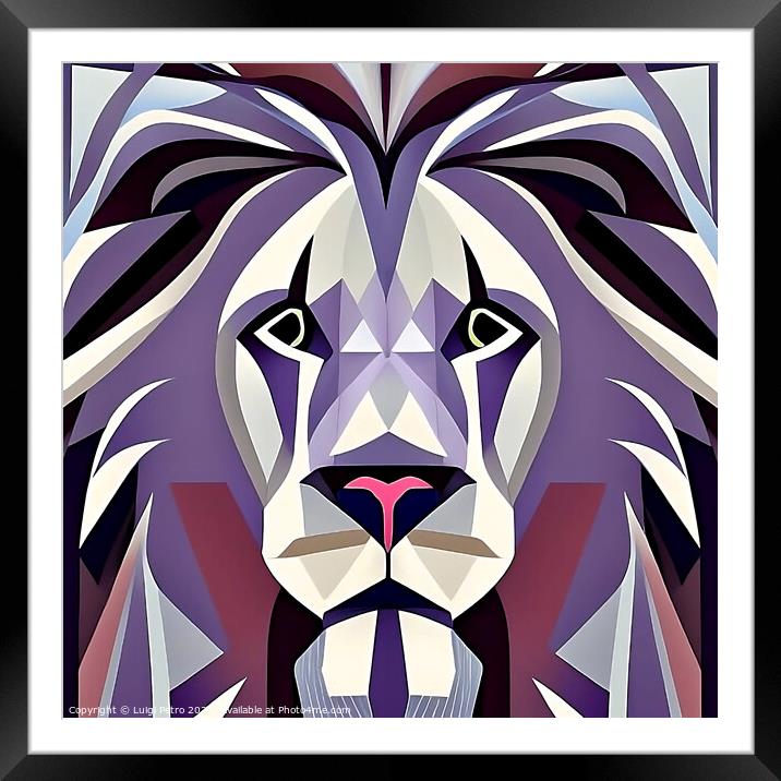 The Majestic King A Modern Lion Portrait Framed Mounted Print by Luigi Petro