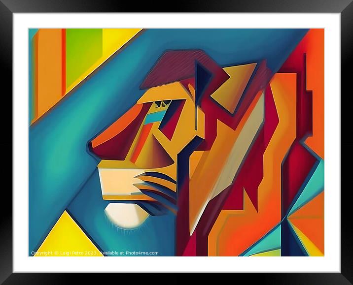 Roar of the Abstract Lion Framed Mounted Print by Luigi Petro