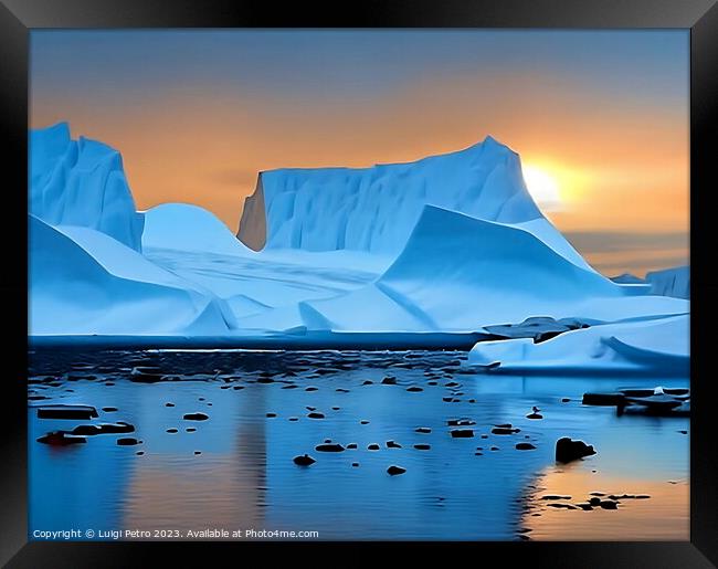 Majestic Icebergs of Antarctica Framed Print by Luigi Petro