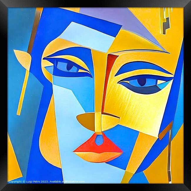 Digital Rendition of a Cubist Style Portrait Framed Print by Luigi Petro