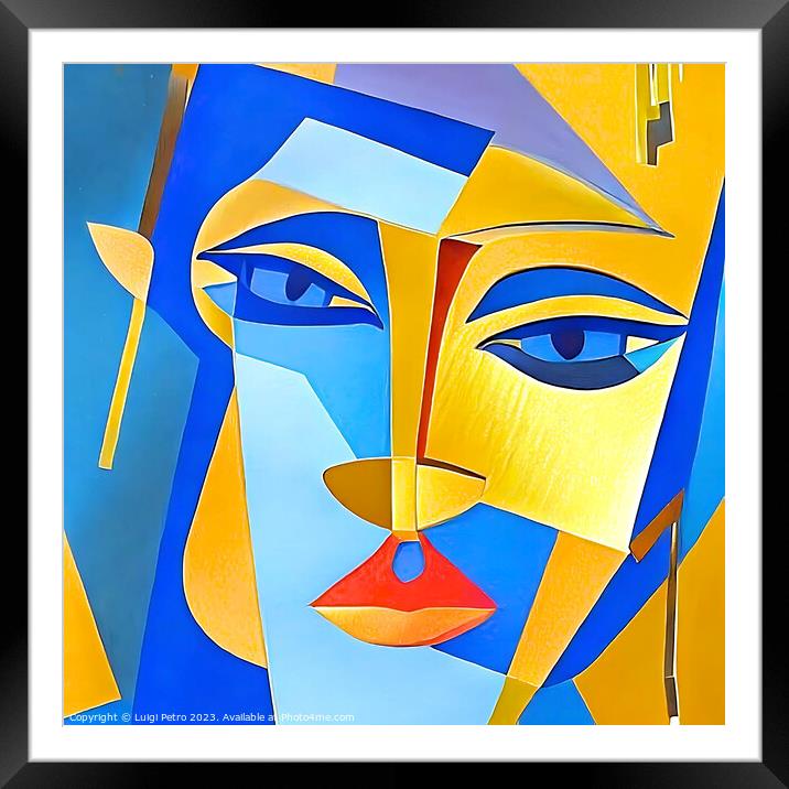 Digital Rendition of a Cubist Style Portrait Framed Mounted Print by Luigi Petro
