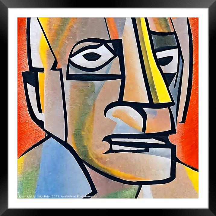 Vibrant Cubist Portrait of Elderly Man Framed Mounted Print by Luigi Petro