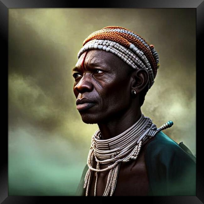 Portrait of man the Bayaka tribe in Central Africa Framed Print by Luigi Petro