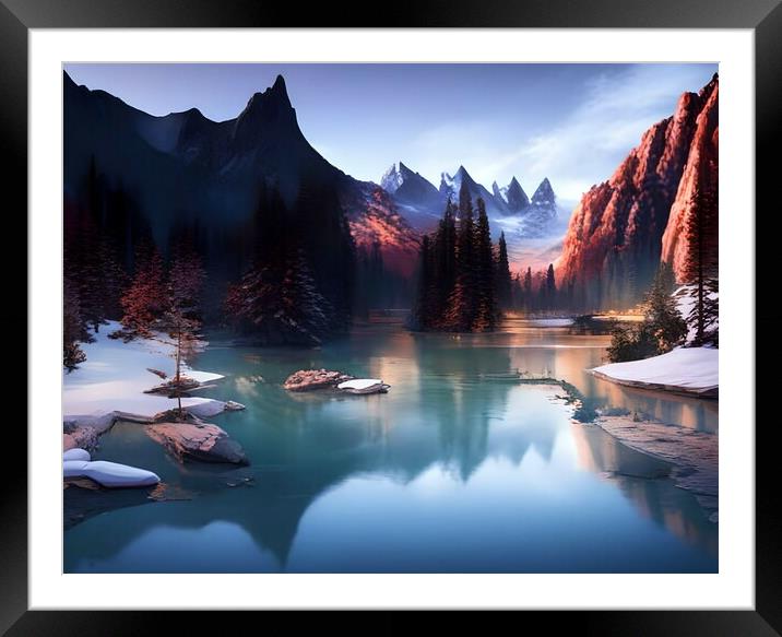 Serene Beauty of Mountain Lake Framed Mounted Print by Luigi Petro