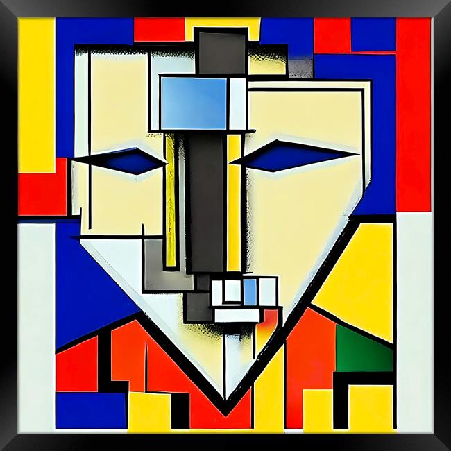 Cubist style portrait of a human face. Framed Print by Luigi Petro