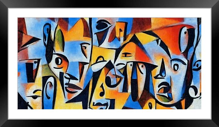 Cubist style portrait with face of  various people Framed Mounted Print by Luigi Petro