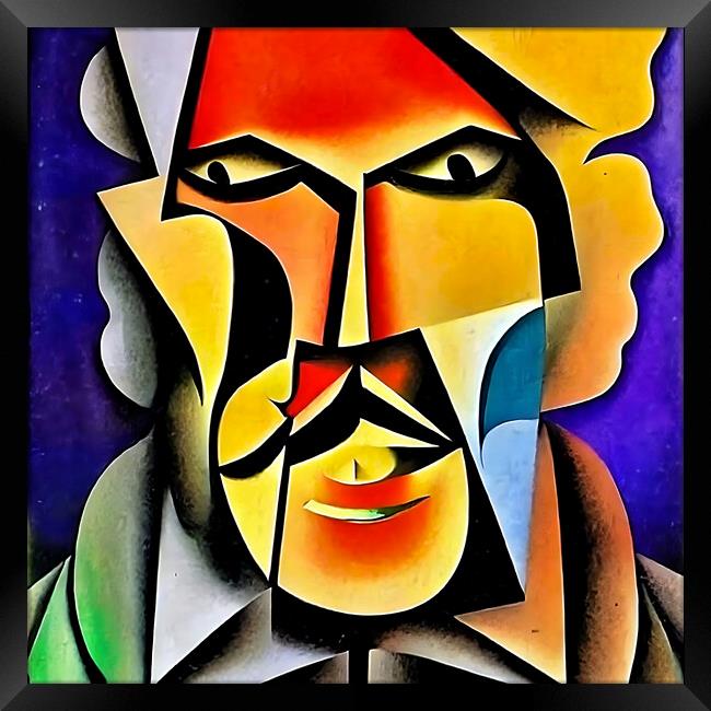 Cubist style portrait of a man  Framed Print by Luigi Petro