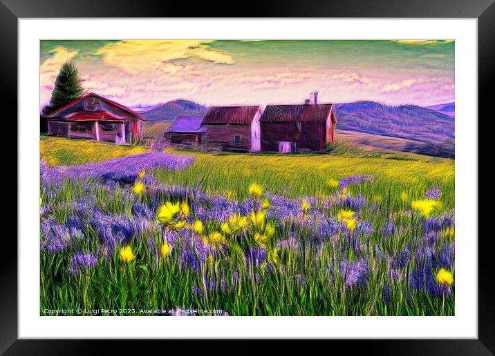 "Rural Retreat: Charming Old Farmhouses  Framed Mounted Print by Luigi Petro