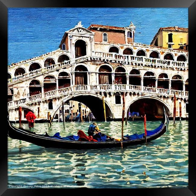 Gondolas on the Gran Canal in Venice, Italy. Framed Print by Luigi Petro