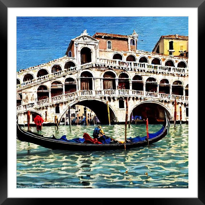 Gondolas on the Gran Canal in Venice, Italy. Framed Mounted Print by Luigi Petro