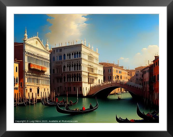 Serene Gondolas Glide Through Venice's Grand Canal Framed Mounted Print by Luigi Petro