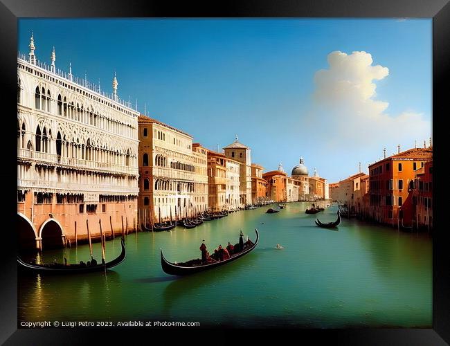 Serenity on the Grand Canal Venice. Framed Print by Luigi Petro