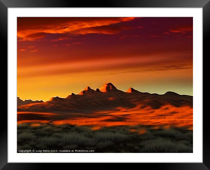 "Fiery Glow: A Captivating Countryside Sunset" Framed Mounted Print by Luigi Petro