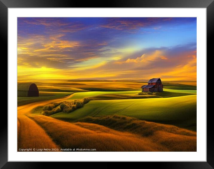 Golden Serenade: A Captivating Sunrise Painting Framed Mounted Print by Luigi Petro
