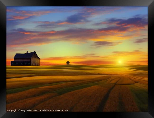 Golden sunrise over the countryside. Framed Print by Luigi Petro