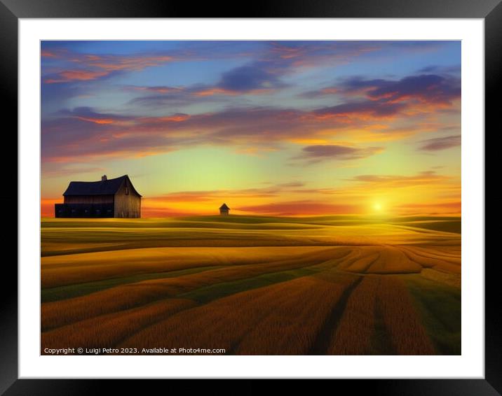 Golden sunrise over the countryside. Framed Mounted Print by Luigi Petro