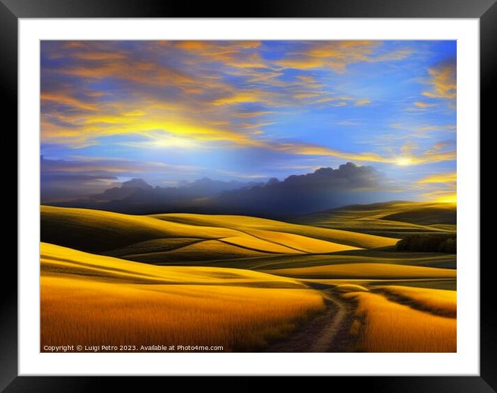 Glimmering Dawn Embraces Tuscan Countryside Framed Mounted Print by Luigi Petro