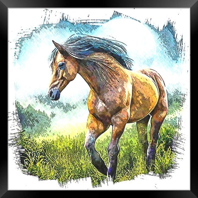 A horse standing in a field. Framed Print by Luigi Petro